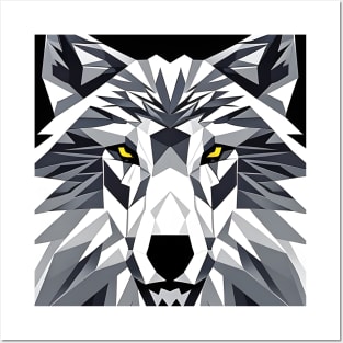 Pop Art Geometric Wolf Face Posters and Art